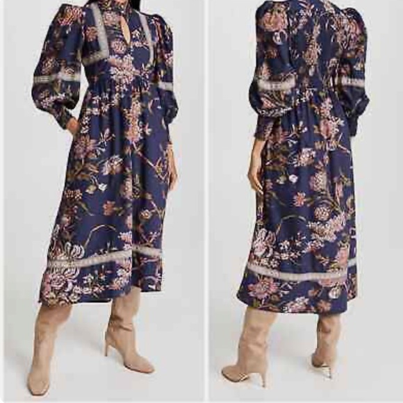 Love the Label Blue Floral Puff Sleeve Maxi Size Small - Picture 1 of 6